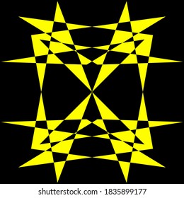 Geometrisches Symmetriemuster, Schwarz-Gelb-Abbildung. Vektorgrafik. Tattoo