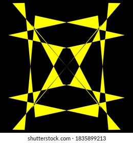 Geometric symmetry pattern, Black and Yellow illustration. Vector. Tattoo