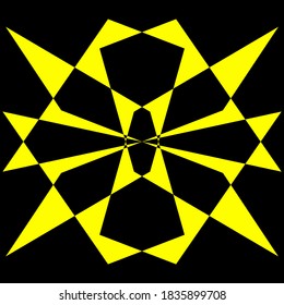 Geometric symmetry pattern, Black and Yellow illustration. Vector. Tattoo