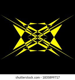 Geometrisches Symmetriemuster, Schwarz-Gelb-Abbildung. Vektorgrafik. Tattoo