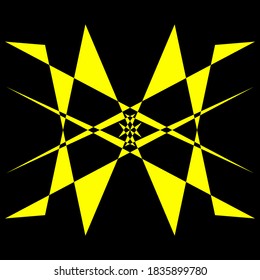 Geometric symmetry pattern, Black and Yellow illustration. Vector. Tattoo