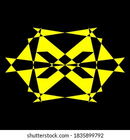 Geometric symmetry pattern, Black and Yellow illustration. Vector. Tattoo