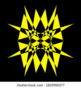 Geometric symmetry pattern, Black and Yellow illustration. Vector. Tattoo