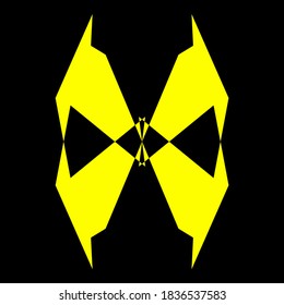 Geometric symmetry pattern, Black and Yellow illustration. Vector. Tattoo