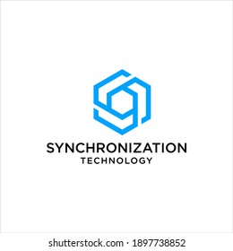 Geometric Synchronization Logo Design,Synergy Vector Illustration