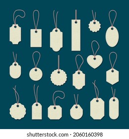 Geometric tags templates set. Empty sale coupons and modern decorations for garments fashionable pendants and banners for advertising records accessories for branded items. Promotion realistic vector