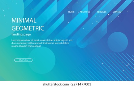 geometric tamplate landing page background with blue gradient shapes dynamic shape composition.