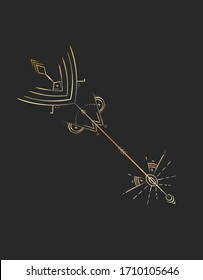 Geometric tattoo design, Gold mystic alchemy arrow