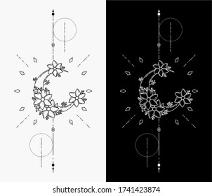 geometric tattoo design, monoline design