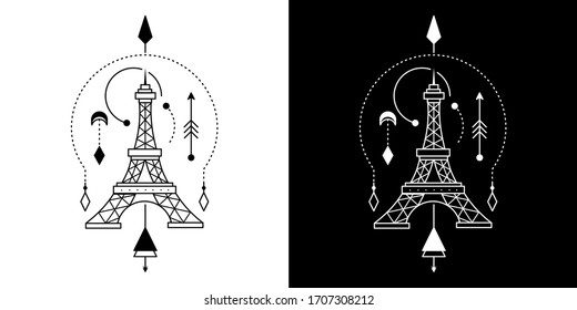 Geometric Tattoo Eiffel Monoline design