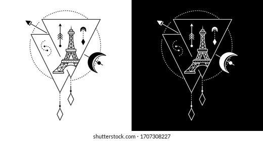 Geometric Tattoo Eiffel Monoline design