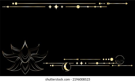 geometric tattoo golden luxury flower lines background card illustration in vector format