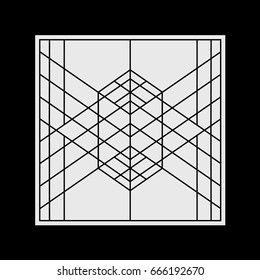 Geometric tattoo, symbol. Line composition. Vector illustration. Minimal design. Geometry pattern.