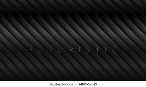 Geometric tech black glossy stripes abstract background. Vector futuristic modern design