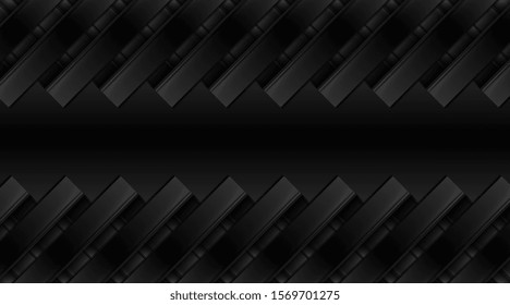 Geometrisches Tech, schwarz glänzende Streifen, abstrakter Hintergrund. Vectorfuturistisches modernes Design