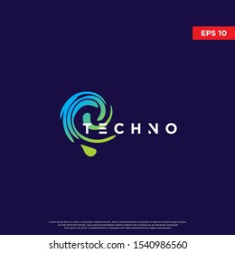 geometric tech logo. modern icon, template design
