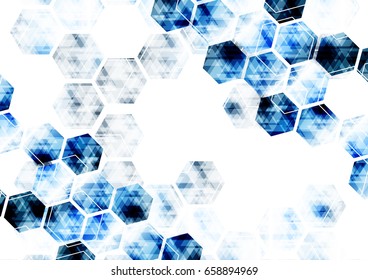Geometric technological digital abstract modern blue hexagonal background vector design