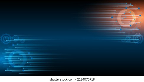 geometric technology abstract horizontal gear movement style concept particle connection background design with light vector illustration ep.2.hi-tech communication concept innovation background 