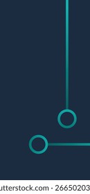 Geometric technology background. Dark blue strip and circle. Light green tech connections and circuits