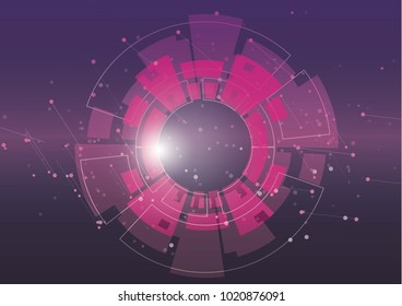 geometric technology background with gear shape. Vector abstract graphic design.Abstract futuristic communication 
