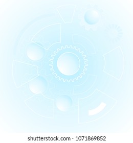 Geometric technology background with gears and shape. Vector abstract graphic design.