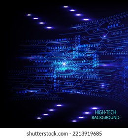 Fondo de tecnología geométrica, circuito de alta tecnología brillante.
