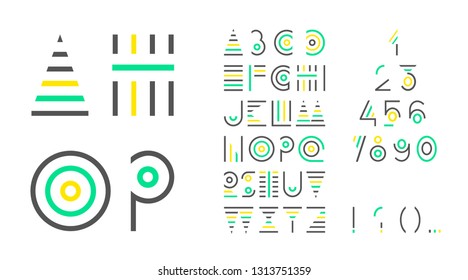 Geometric technology font. Futuristic alphabet. Design letters and numbers. 
Modern abstract font and alphabet. Vector abc
