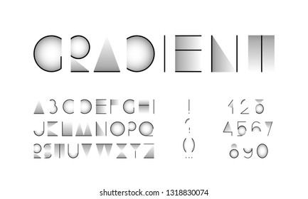 Geometric technology font. Gradient font. Futuristic alphabet. Design letters and numbers. Modern abstract font and alphabet. Vector abc