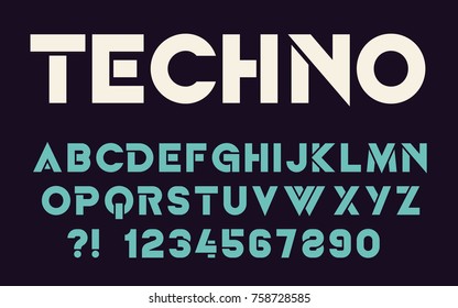 Geometric Technology Font Modern Sport Design Bold Letters And Numbers Vector Abc