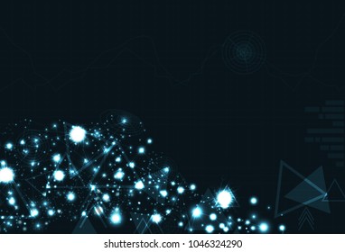 Geometric technology futuristic digital information and lines web crossing with lightning abstract background