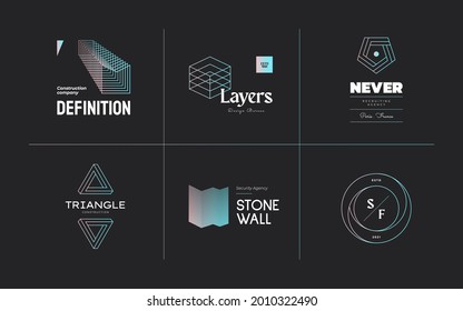 Geometric technology logo template. Vector gradient, usable for Business and Technology Logos. Flat Design. Template Element. Abstract sign.