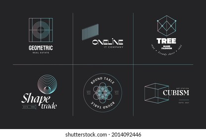Geometric technology logo template. Vector gradient, usable for Business and Technology Logos. Flat Design. Template Element. Abstract sign.