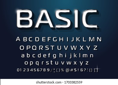 Geometric technology of the modern font design three-dimensional letters and numbers vector Alphabet