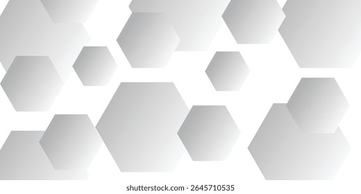 Geometric technology white hexagon background. Abstract vector illustration Science technology and medical concept hexagon on transparent background.