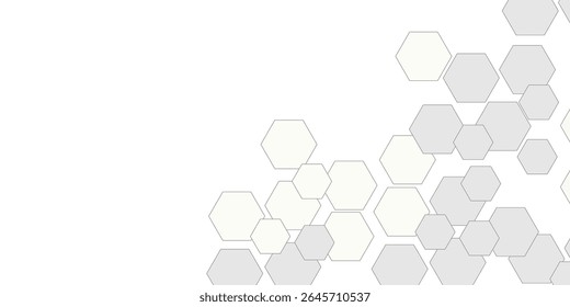 Geometric technology white hexagon background. Abstract vector illustration Science technology and medical concept hexagon on transparent background.