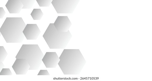Geometric technology white hexagon background. Abstract vector illustration Science technology and medical concept hexagon on transparent background.