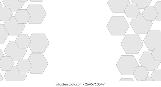 Geometric technology white hexagon background. Abstract vector illustration Science technology and medical concept hexagon on transparent background.