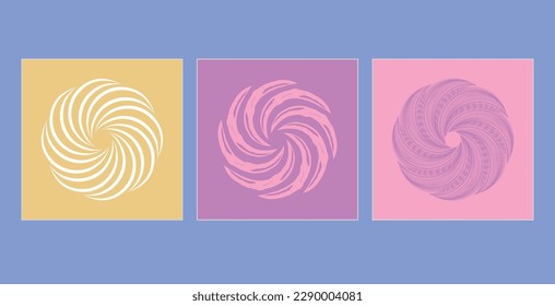 geometric tectured circle swirl shapes set