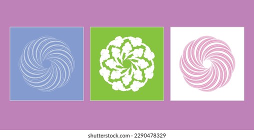 geometric tectured circle swirl shapes set