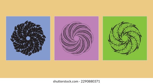 geometric tectured circle swirl shapes set