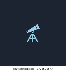 Logotipo del telescopio geométrico que representa la visión, el descubrimiento y la visión del futuro.
