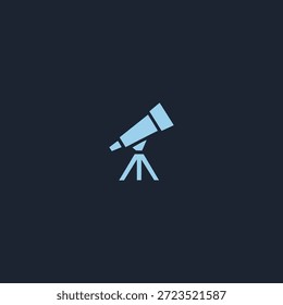Logotipo del telescopio geométrico que representa la visión, el descubrimiento y la visión del futuro.