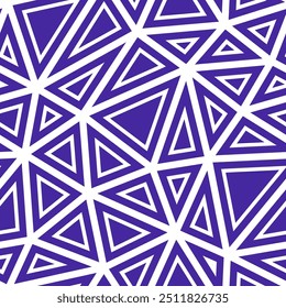 Geometric template background. Large triangle size. Solid shapes in frames. Solid color style. Repeatable pattern. Modern vector tiles. Purple lilac blend. Seamless vector illustration.