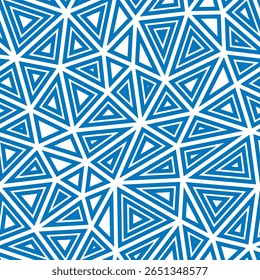 Geometric template background. Large triangles size. Multiple repeated inner triangles. Solid Color style. Repeatable pattern. Modern vector tiles. Seamless vector illustration.