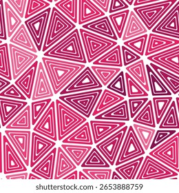 Geometric template background. Large triangles size. Multiple repeated inner triangles. Mono tone style. Repeatable pattern. Elegant vector tiles. Seamless vector illustration.