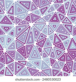 Fondo de Plantilla geométrica. Mediano tamaño de triángulos. Múltiples triángulos internos repetidos. Estilo multicolor. Patrón repetible. Baldosas de Vector moderno. Ilustración vectorial sin costuras.