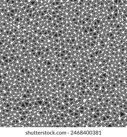 Geometric template background. Rounded solid shapes in frames. Small triangle size. Black and white style. Repeatable pattern. Elegant vector tiles. Seamless vector illustration.