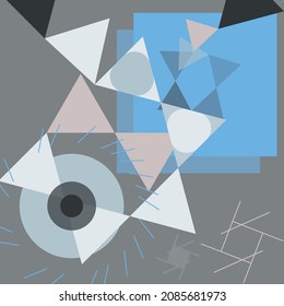 Geometric template for banner in grey and blue colors