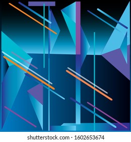 geometric template  with blue orange and purple