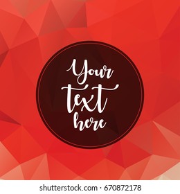 Geometric template for graphic design with red polygonal background.